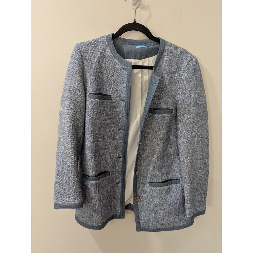 J McLaughlin Blue Textured Adella Jacket - Picture 2 of 7